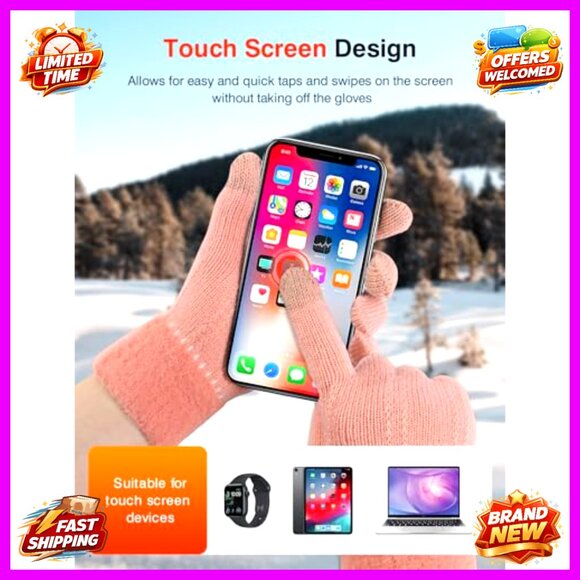 4 Pairs Fleece Lined Touchscreen Winter Gloves for Women, Windproof & Warm - Picture 2 of 6